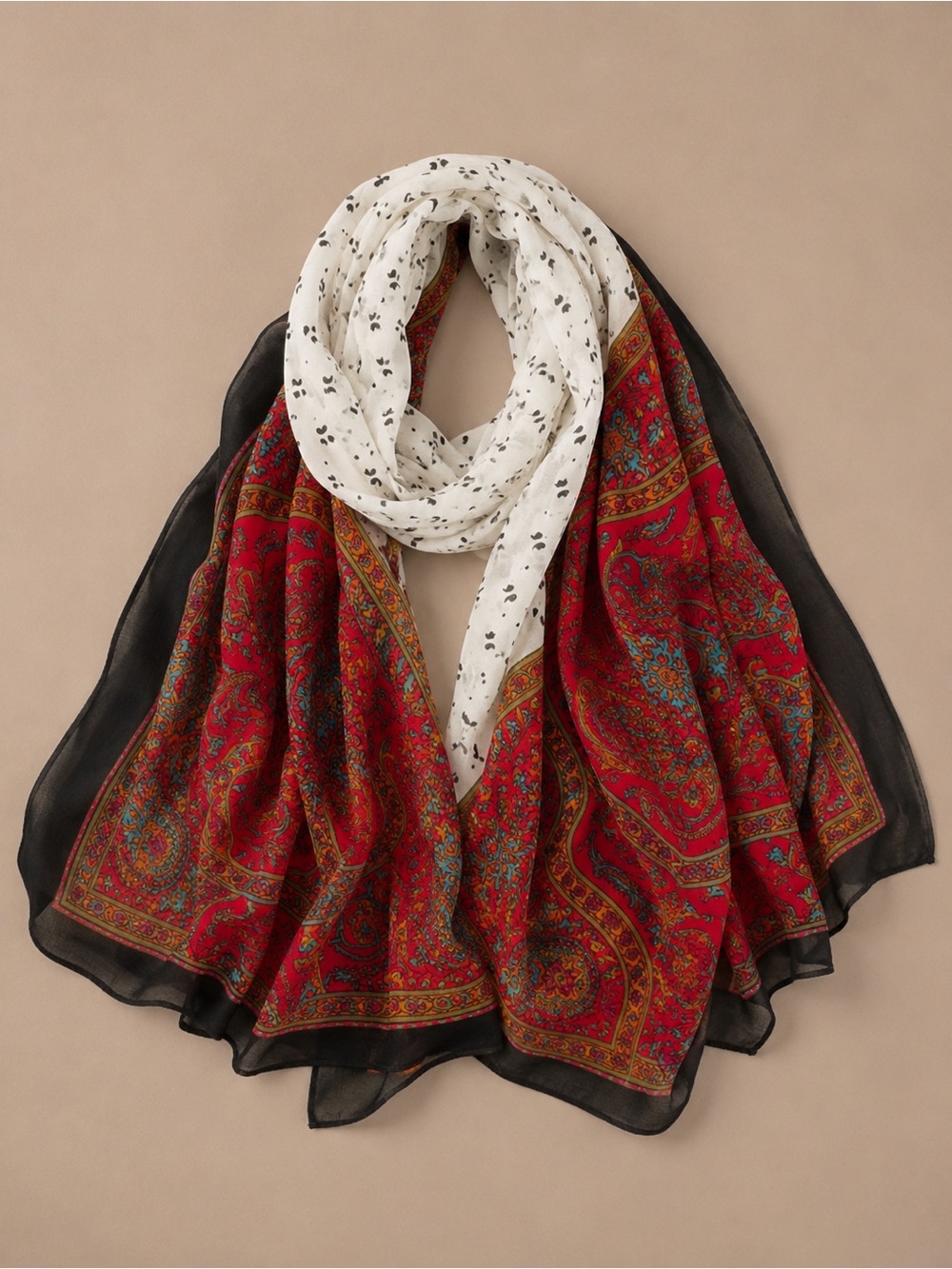🌺 Vintage 100% Silk Oversized Scarf – Handmade in Spain